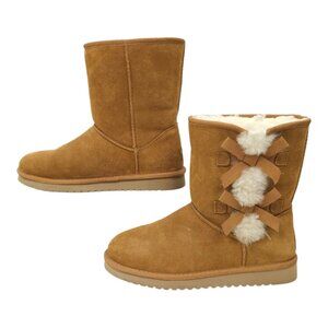 Koolaburra UGG Victoria Short Boots Womens Size 9 Suede Leather Chestnut 1015874